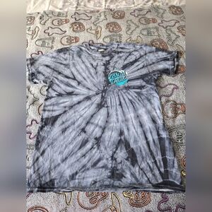 Santa Cruz Skateboards Beach Wave Tie Dye T-Shirt Vintage Size M Black & Gray